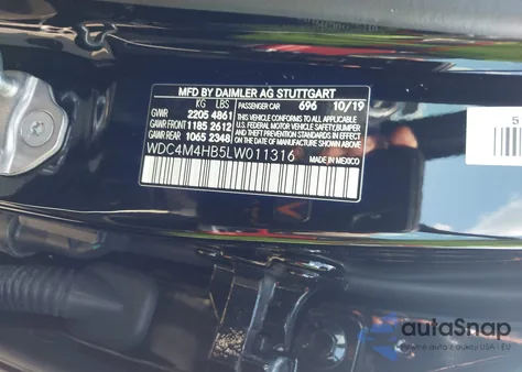 2020 Mercedes-Benz Glb 250 4Matic из США, поврежденный, VIN WDC4M4HB5LW011316